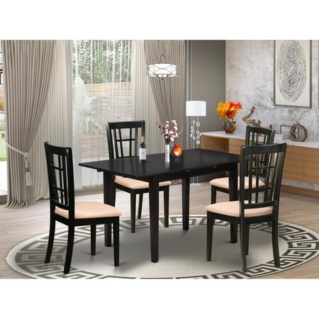 East West Furniture 5 Piece Norfolk Dining Set - Black NONI5-BLK-C